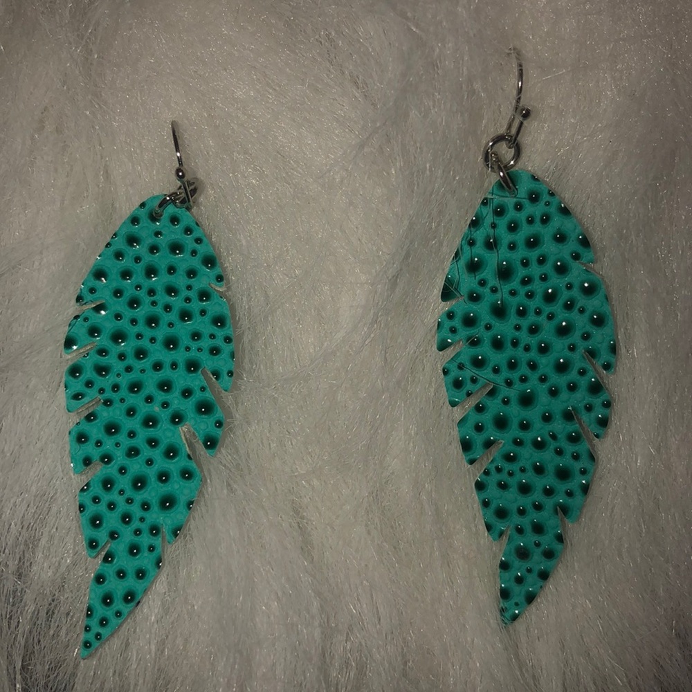 Turquoise Blue Feather earrings